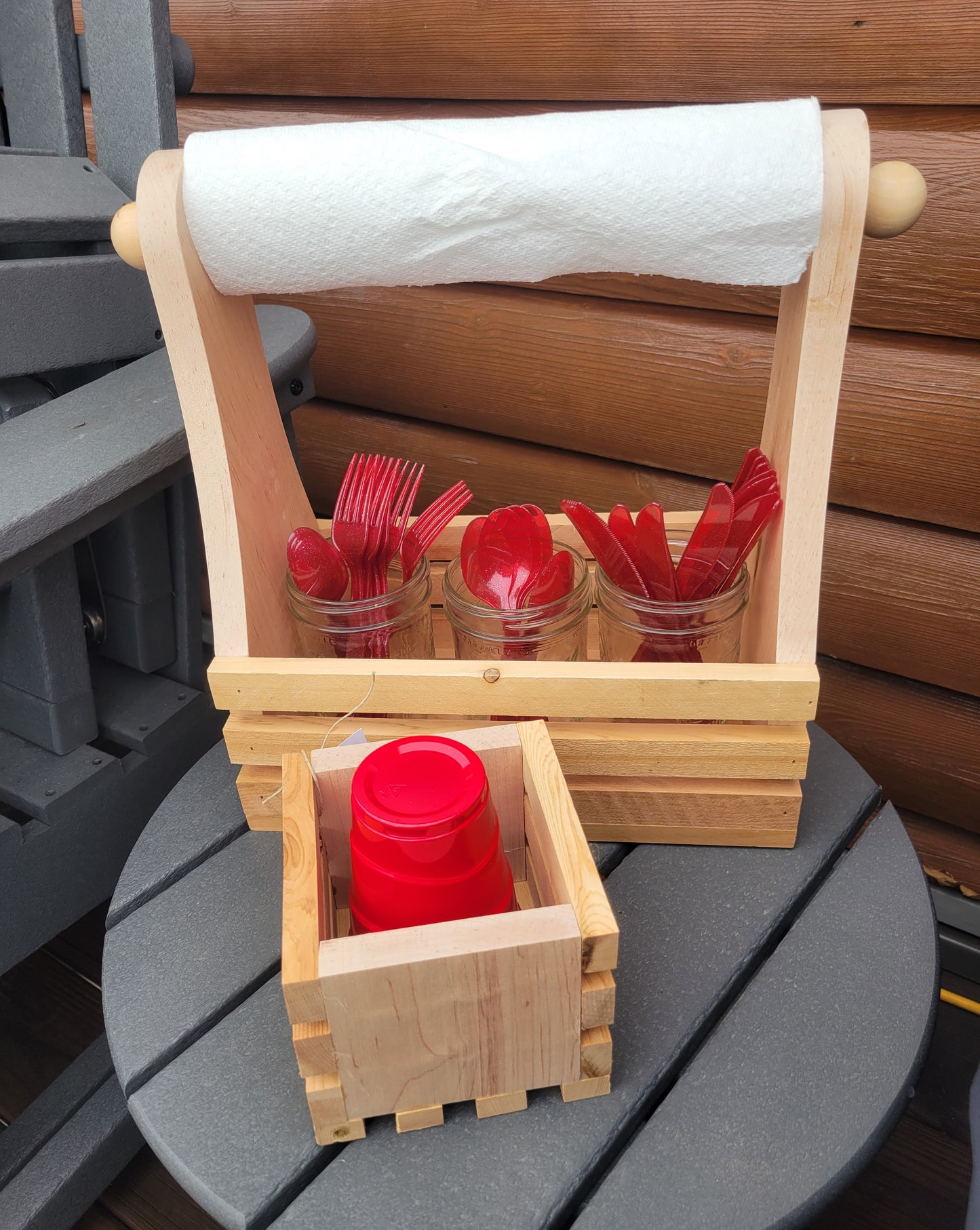 Picnic Utensil Flatware & Paper Towel Caddy Bundle